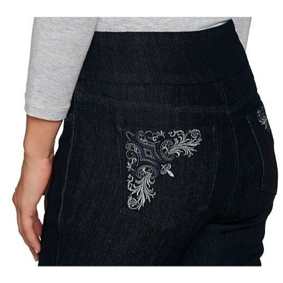 Denim & Co Perfect Denim Indigo Smooth Waist Ankle Jeans Dk Indigo 14P - Picture 7 of 7